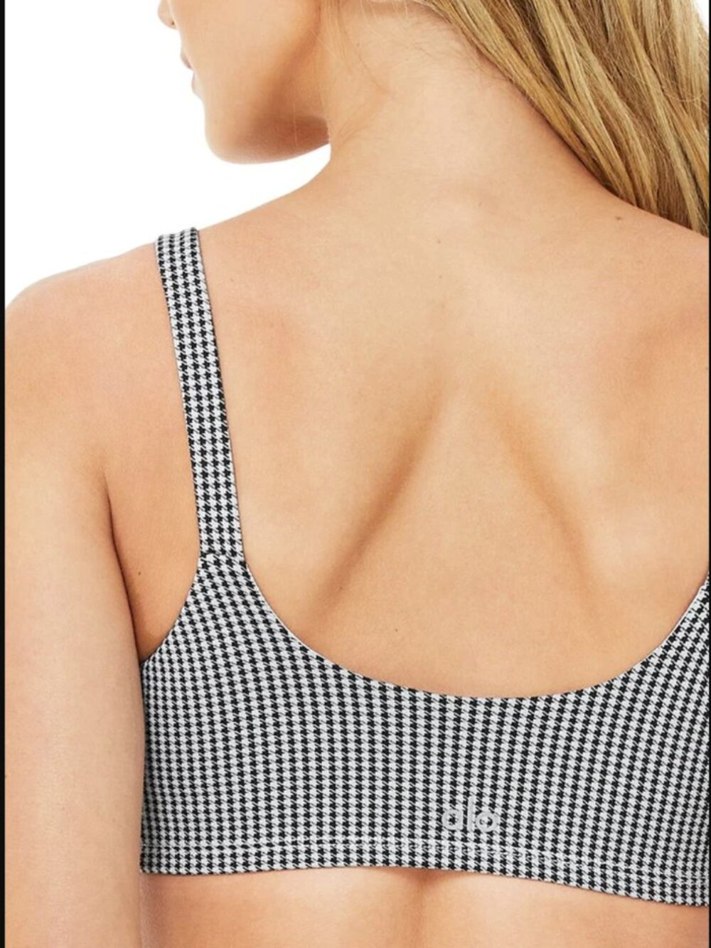 ALO Yoga Airtech Micro Houndstooth Bra & Micro Houndstooth Biker Short Set $158 - Picture 6 of 16